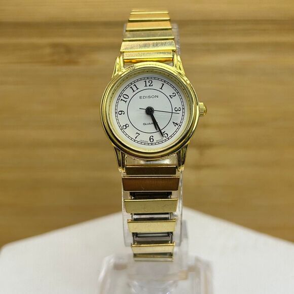 Edison Gold Tone White Dial Watch - Picture 2 of 4